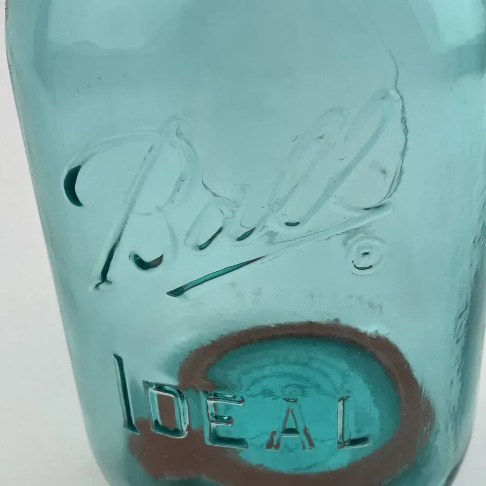 Ball Ideal Glass Blue Bicentennial 1776-1976 Celebration Wire Clamp Glass Jar